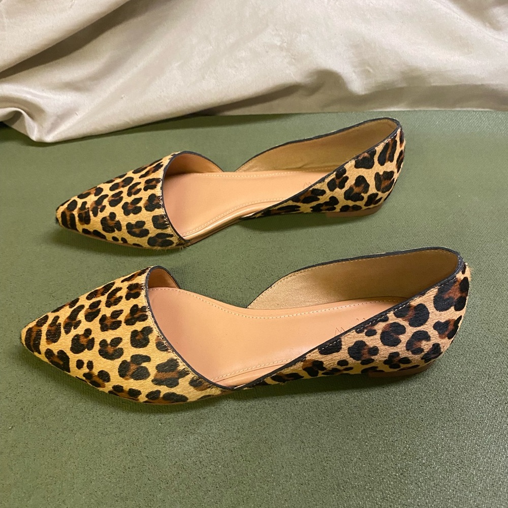 J Crew Leopard pointed toe flats - never worn. Size 7.5